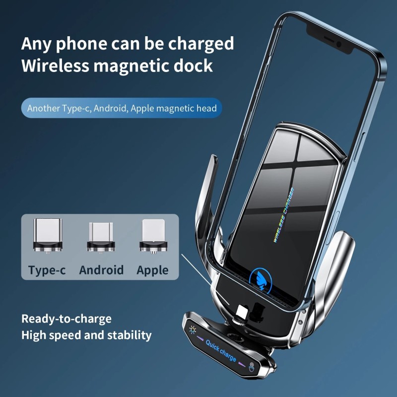 30W Car Phone Holder Wireless Charger Qi Fast Charging For iPhone 14 13 12 X Xiaomi Samsung Huawei Magnetic Wireless Car Charger