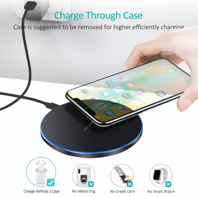 15W Wireless Charger Pad For iPhone 14 13 12 11 Pro XS Max Induction Fast Wireless Charging Station For Samsung Xiaomi Huawei