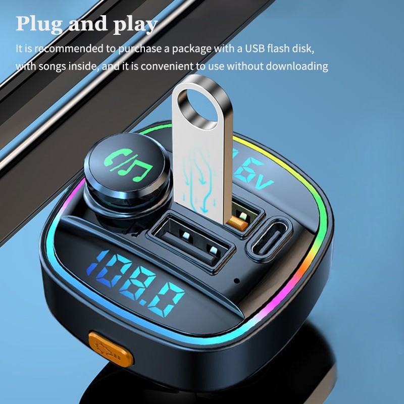 New dual display voltage detection car MP3 Bluetooth player lossless sound quality USB fast charger car FM transmitter