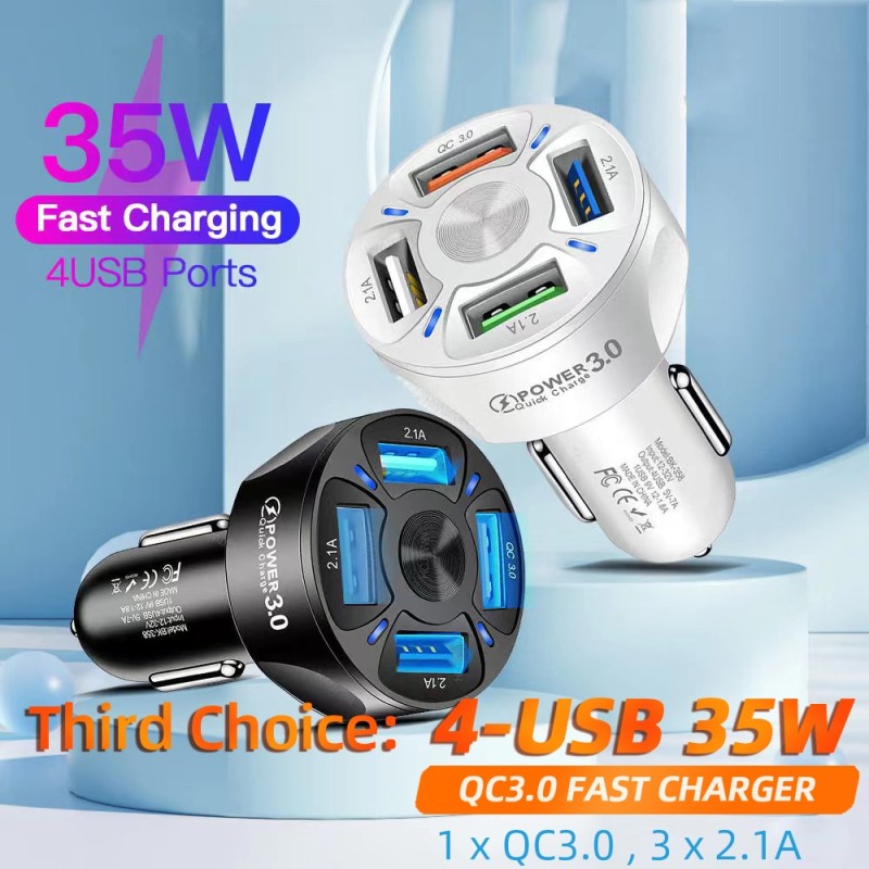 AIXXCO 3 Ports USB Car Charger 12V Quick Charge 3.0 Fast Car Cigarette Lighter For Samsung Huawei Xiaomi iphone Charger QC 3.0