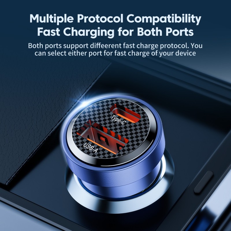 Toocki 45W USB Car Charger Type C Fast Charging Auto Mobile Phone Charger Adapter For iphone Samsung Huawei PD AFC SCP QC 3.0