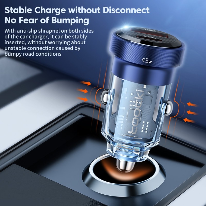 Toocki 45W USB Car Charger Type C Fast Charging Auto Mobile Phone Charger Adapter For iphone Samsung Huawei PD AFC SCP QC 3.0