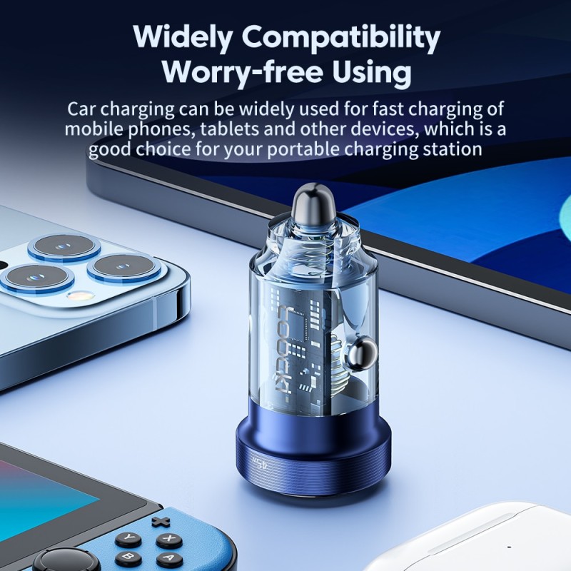 Toocki 45W USB Car Charger Type C Fast Charging Auto Mobile Phone Charger Adapter For iphone Samsung Huawei PD AFC SCP QC 3.0
