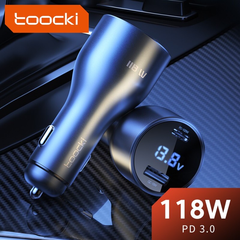 Toocki 120W Car Charger Type C USB Fast Charging PD3.0 Car Charger For iPhone 14 13 12 Samsung Xiaomi Macbook Laptop