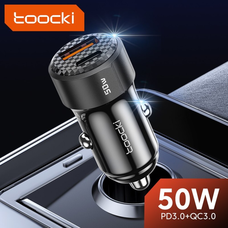 Toocki 50W QC PD 3.0 Car Charger Quick Charge4.0 USB Type C Car Fast Charging For iPhone 12 13 Huawei Samsung Xiaomi