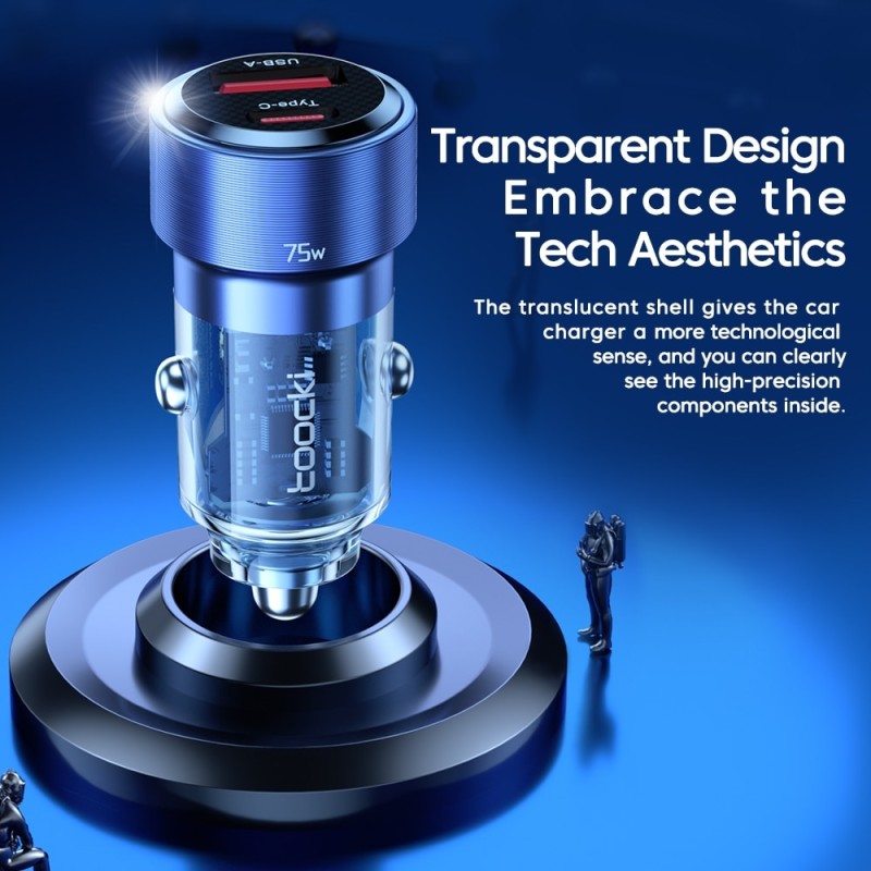 Toocki USB C Car Charger Quick Charge 75W QC 4.0 3.0 Type C SCP PD Fast Charging For iPhone 14 13 Pro Max Xiaomi Samsung Redmi