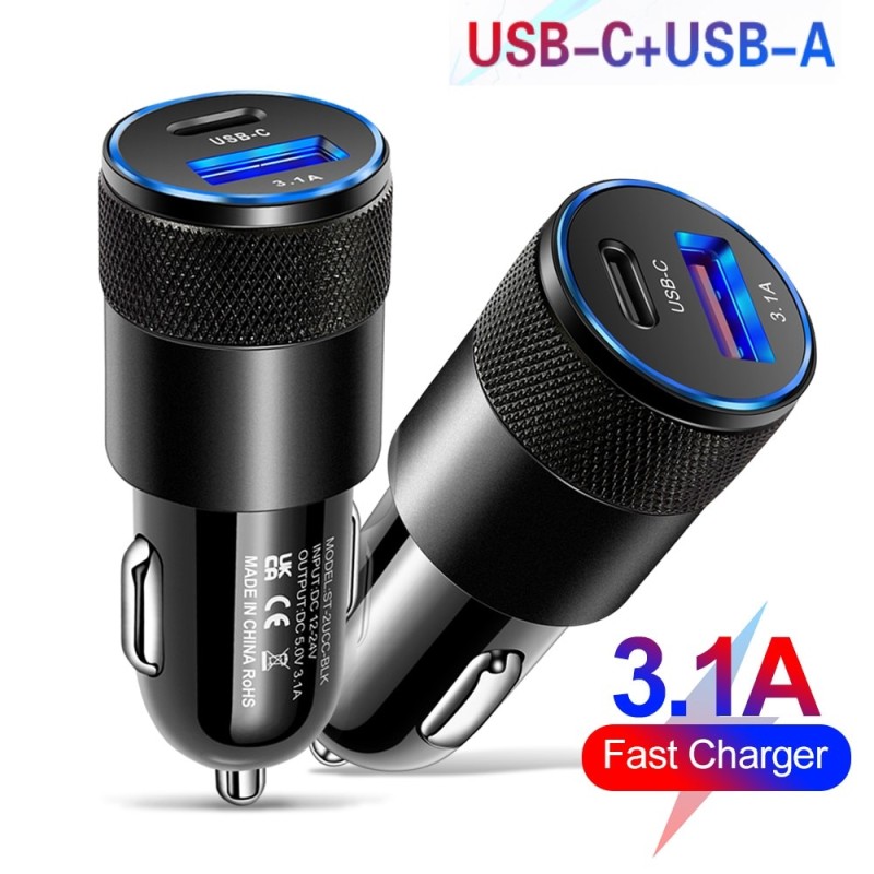 USB Car Charger Quick Charge 3.0 Type C Fast Charging Phone Adapter for iPhone 13 12 11 Pro Max Redmi Huawei Samsung S21 S22