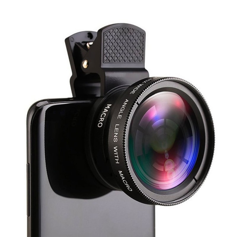 Lens Universal Clip 37mm Mobile Phone Lens Professional 0.45x 49uv Super Wide-Angle + Macro HD Lens