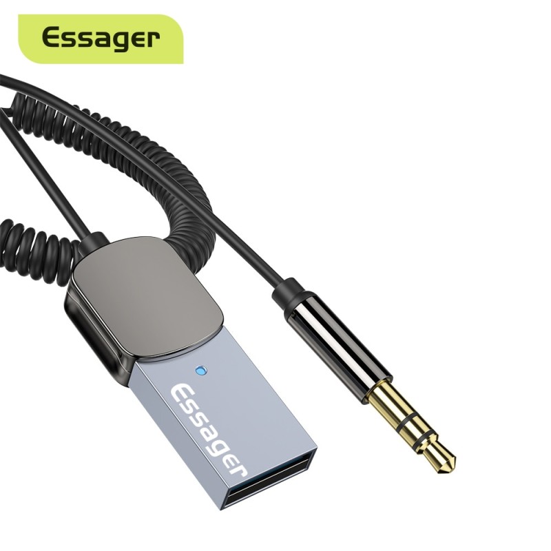 Essager Bluetooth Aux Adapter Dongle USB To 3.5mm Jack Car Audio Aux Bluetooth 5.0 Handsfree Kit For Car Receiver BT transmitter