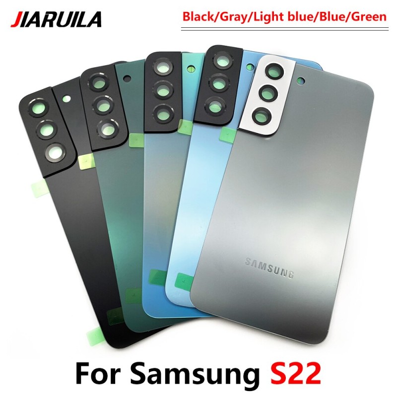 NEW For Samsung Galaxy S22 / S22 Plus Back Battery Cover Glass Housing Door Rear With Camera Lens Replacement With Sticker