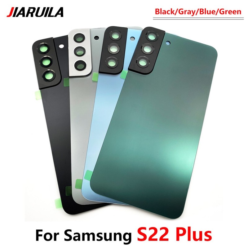 NEW For Samsung Galaxy S22 / S22 Plus Back Battery Cover Glass Housing Door Rear With Camera Lens Replacement With Sticker