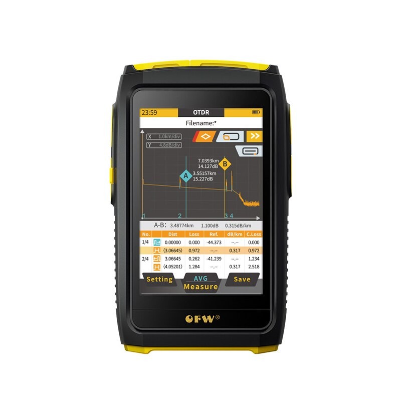 OTDR Active Fiber Live Test 1550nm 20dB Fiber Reflectometer Touch Screen OPM VFL OLS iOLA Event Map SC APC/UPC Connector