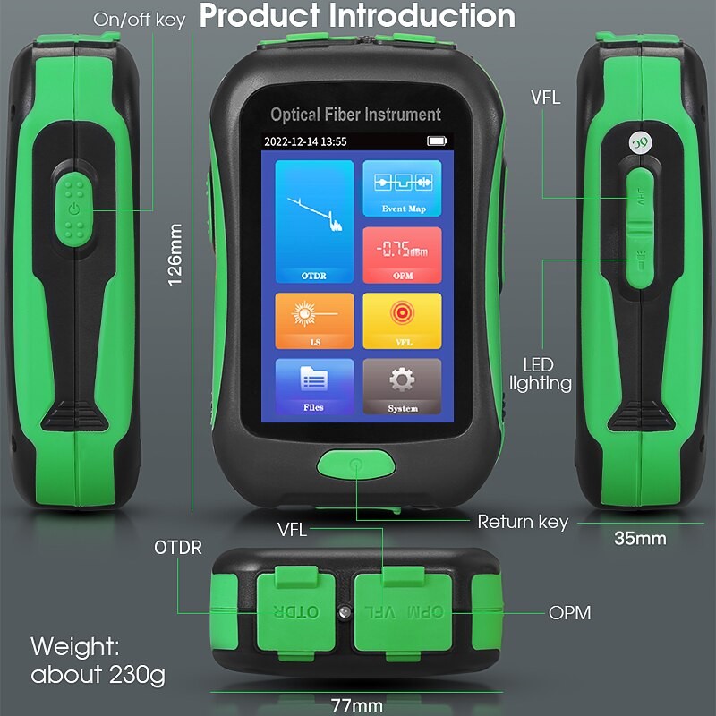 AUA-16A/U OTDR Active Fiber Live Test 1550nm 20dB 80KM Fiber Reflectometer OTDR Touch Screen OPM VFL OLS LED Tester SC UPC/APC
