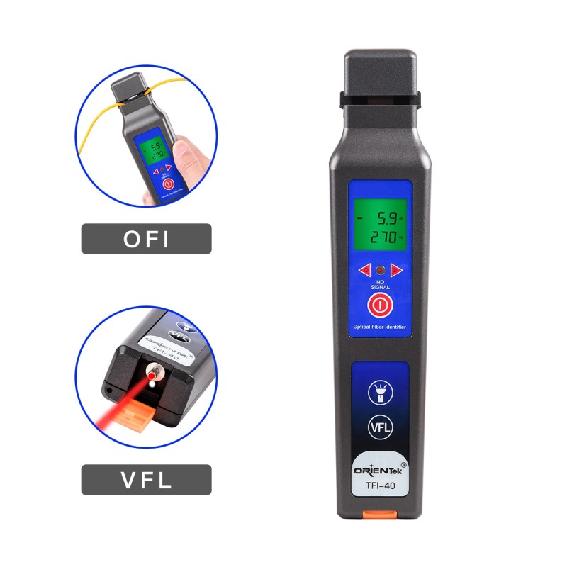 Orientek TFI-40 Optical Fiber Identifier + VFL + LED light, OFI Live Fiber Identifier Detector, Optical Power Meter