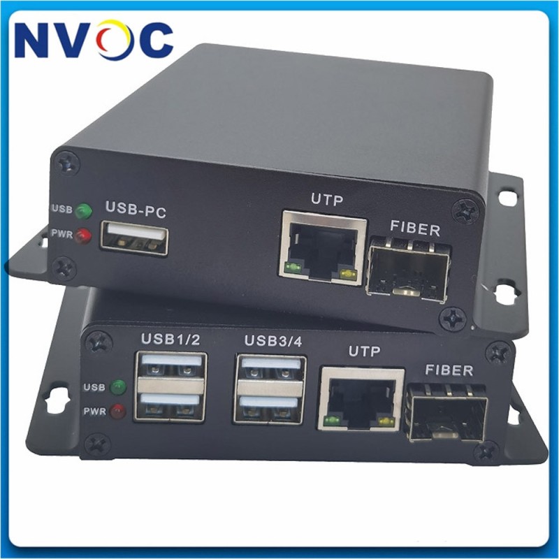 4-Port USB 2.0 over Fiber/UTP Extender,4Ports USB 3.0/2.0/1.1 Extender Over Fiber Optic Transceiver with 1.25G SMF 6KM LC SFP