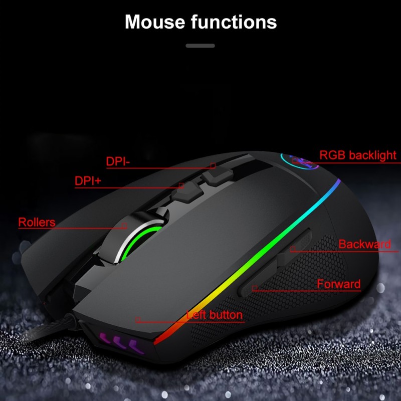 REDRAGON Emperor M909 RGB USB Wired Gaming Mouse 12400 DPI 8 buttons mice Programmable ergonomic For Computer PC Gamer Laptop