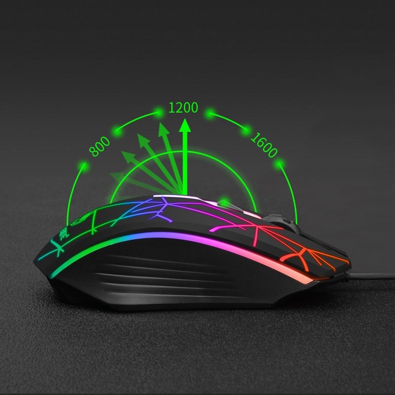 T19 Metal Luminous Computer Keyboard and Mouse Set USB Wired Game Colorful Backlight Mechanical Feel Keyboard and Mouse