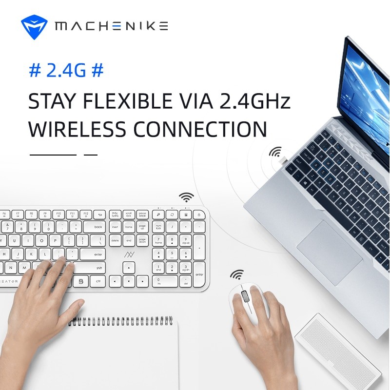 MACHENIKE CK310 2.4GHz Wireless Keyboard 104Keys 100% Full Sized Portable Simplifed Office Wireless Keyboard For PC Laptop