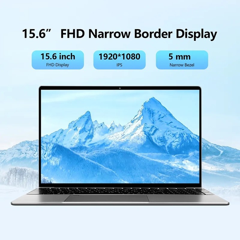 Intel 11th Gen N5095 Quad Core Laptop 15.6 Inch DDR4 16GB RAM Win 10 Notebook Full Size Backlit Keyboard Fingerprint Unlock