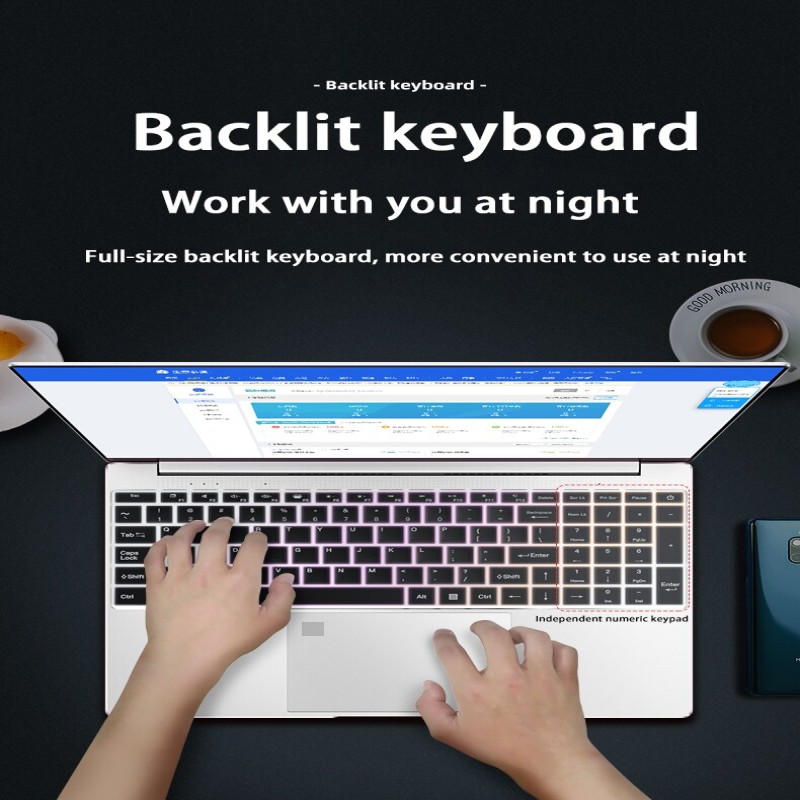 15.6 Inch 16GB DDR4 RAM Student Laptop Intel Quad Core 1TB/512G/256G ROM Cheap Business Netbook for Online Classroom Gaming