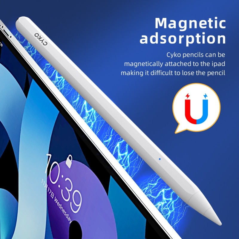 CYKO For iPad Pencil with Palm Rejection,Stylus Pen for Apple Pencil 2 1 iPad Pen Pro 11 12.9 2021 2018 Mini 6 Air 4 7th 8thÃ¬â€¢Â Ã­â€Å’Ã­Å½Å“Ã¬Å Â¬
