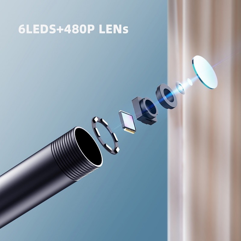 camÃƒÂ©ra endoscopique industrielle IP67, ÃƒÂ©tanche 5.5mm 7mm 3 en 1 pour tÃƒÂ©lÃƒÂ©phones Android, PC, USB, 6led rÃƒÂ©glables