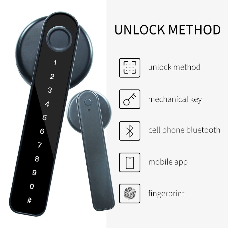 PHIPULO Biometric Fingerprint Smart Door Lock Password Electronic Digital Lock Keyless Entry Door Knobs Lock for Bedroom Home