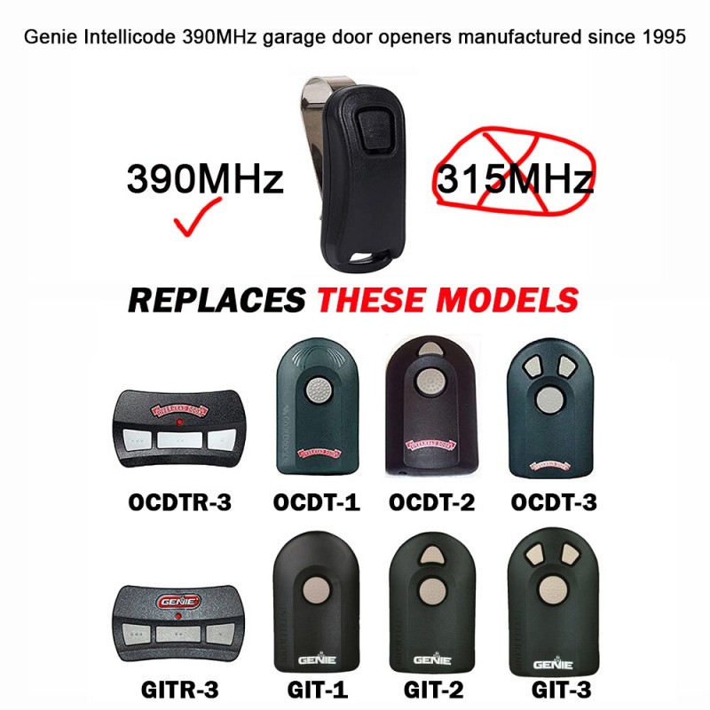 1 3 5 10 20PCS Genie G1T-BX 38501R G3T-BX G1T Garage Door Opener 390MHz Genie Intellicode Remote Control Door Gate Openers
