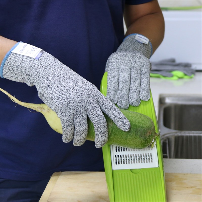 Anti Cut Proof Gloves Hot Sale GMG Grey Black HPPE EN388 ANSI Anti-cut Level 5 Safety Work Gloves Cut Resistant Gloves