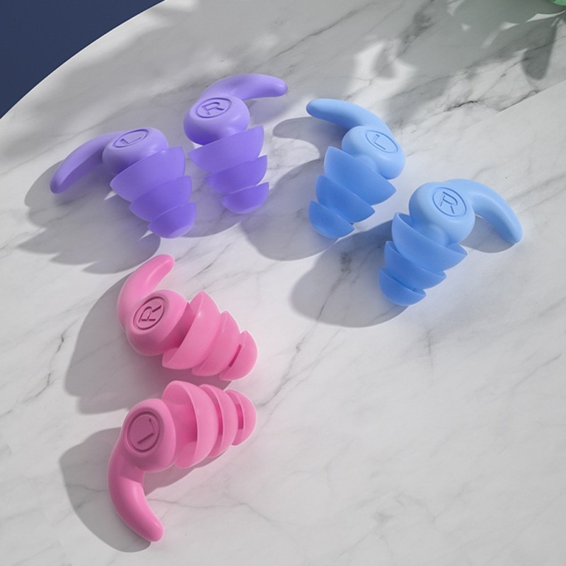 Soft Silicone Anti Noise Sleep Earplug 3-Layers Tapered Ear Plugs Noise Insulation Soundproof Swimming Waterproof Ear Protector
