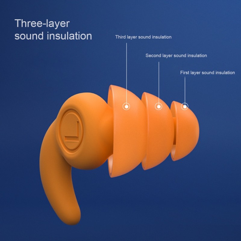 Soft Silicone Anti Noise Sleep Earplug 3-Layers Tapered Ear Plugs Noise Insulation Soundproof Swimming Waterproof Ear Protector
