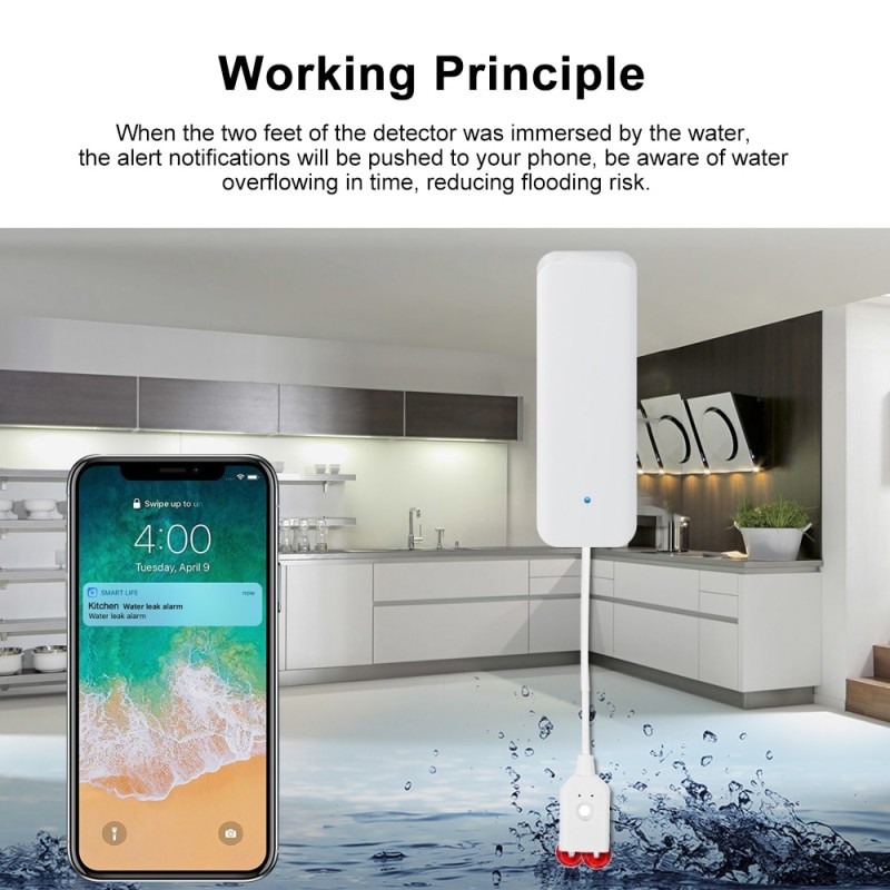 Tuya Smart WIFI Water Leak Sensor Flow Leakage Detector Water Flow Sensor