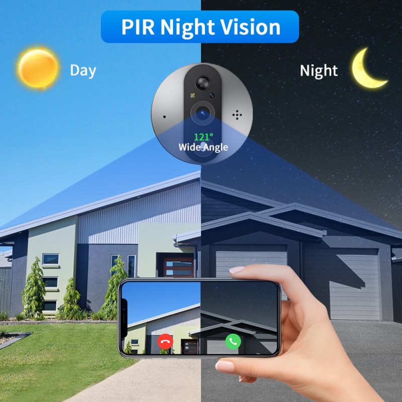 Hollarm 4.3 inch LCD Peephole Doorbell 1080P 2MP Pixel Door Viewer Night PIR Motion Camera TUYA Smart Two Way Audio Camera