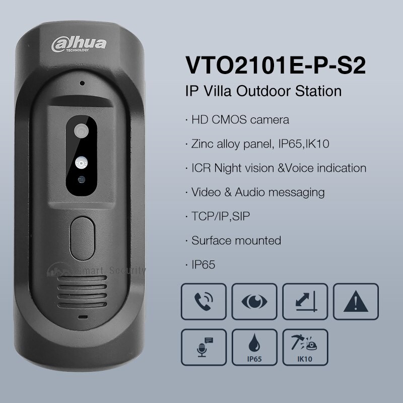 Dahua Original 1080P HD Video Intercom Smart Home Doorbell Alloy Panel Water-proof Vandal-proof VTO2101E-P-S2 IP67 IK10 SIP PoE