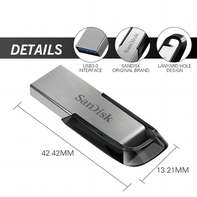 SanDisk Flash Drive Ultra Flair USB 3.0 Pendrive 32GB 64GB 128GB 256GB 512GB Pen Drive High Speed Up to 150MB/s Memory Stick