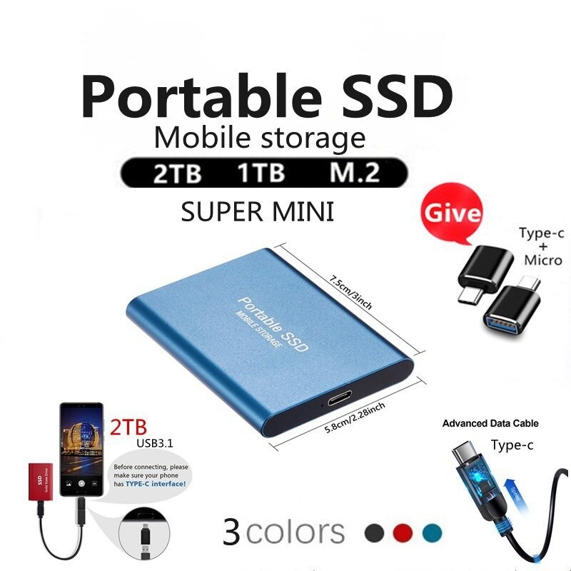 Mobile Hard Drive for PC Laptop M.2 SSD Solid State Drive Portable 1TB Original External Storage Device USB 3.1 500GB Hard Drive