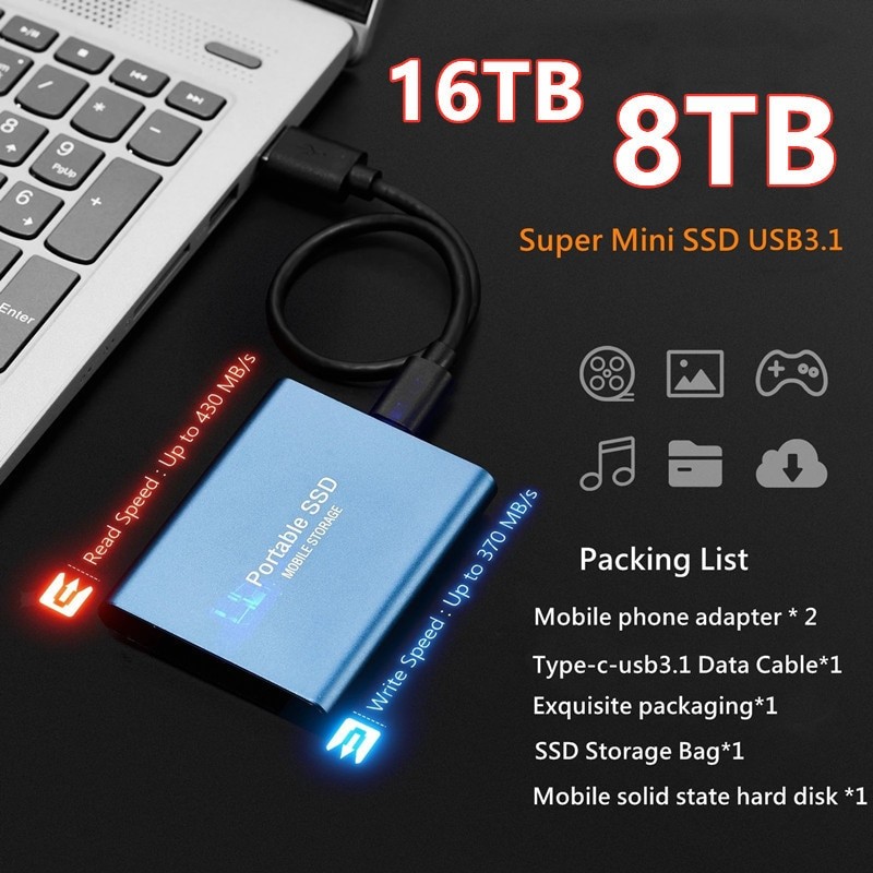 Mobile Hard Drive for PC Laptop M.2 SSD Solid State Drive Portable 1TB Original External Storage Device USB 3.1 500GB Hard Drive