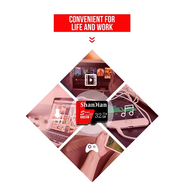 Memory Card 128GB Smart SD Class10 64GB Red High Speed Smart HC 32GB 16GB Real Capacity TF USB flash XC For UAV Camera 8GB