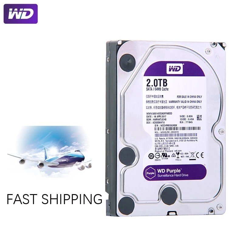 Western Digital WD Purple 3TB 4TB 6TB Surveillance HDD 64M Cache SATA III 6.0Gb/s 3.5" Internal Hard Drive 1TB -12TB HD Harddisk