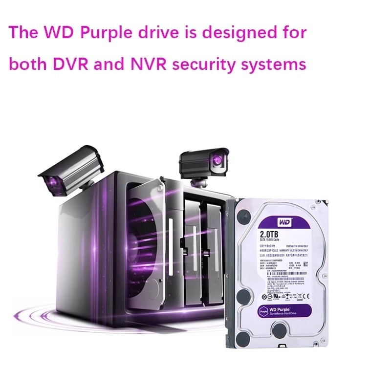 Western Digital WD Purple 3TB 4TB 6TB Surveillance HDD 64M Cache SATA III 6.0Gb/s 3.5" Internal Hard Drive 1TB -12TB HD Harddisk