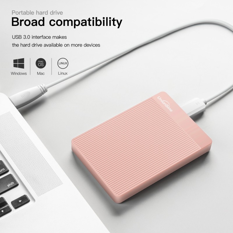 UnionSine HDD Pink 2.5" Portable External Hard Drive 320gb/500gb/750gb/1tb USB3.0 Storage Compatible for PC, Mac,Desktop,MacBook
