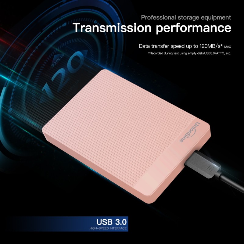 UnionSine HDD Pink 2.5" Portable External Hard Drive 320gb/500gb/750gb/1tb USB3.0 Storage Compatible for PC, Mac,Desktop,MacBook