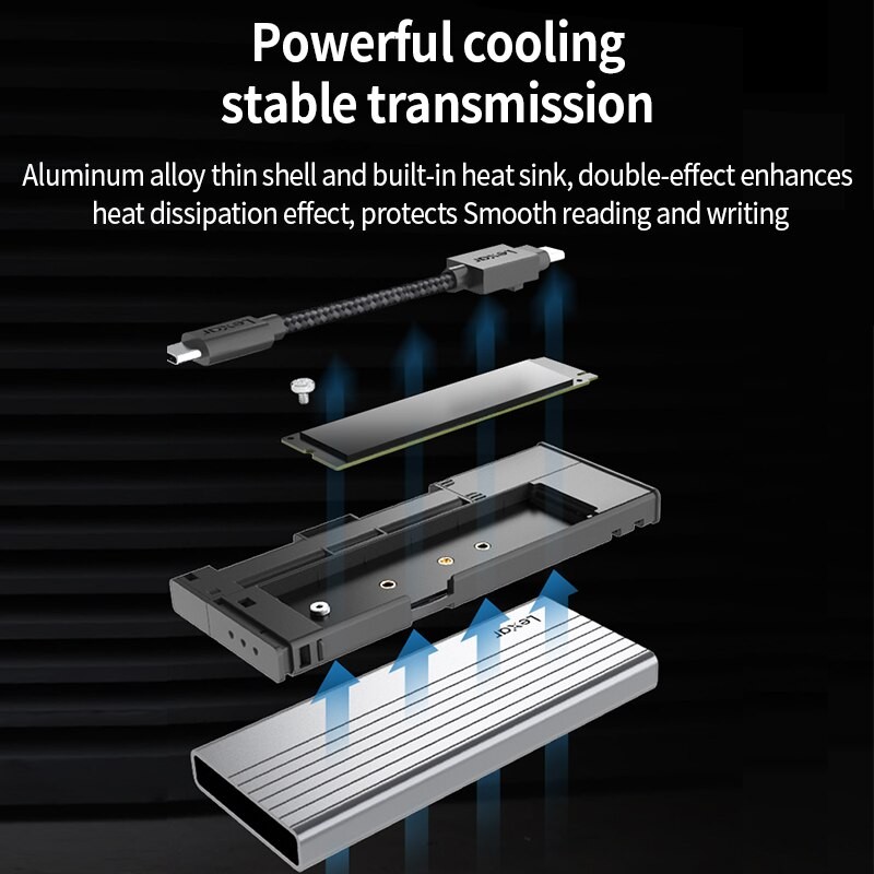 Lexar E10 Hard Drive Case Dual Protocol M2 NVMe/SATA SSD Case 10Gbps SSD Box To USB3.2 Enclosure USB-C To USB-A for M.2 2280 SSD