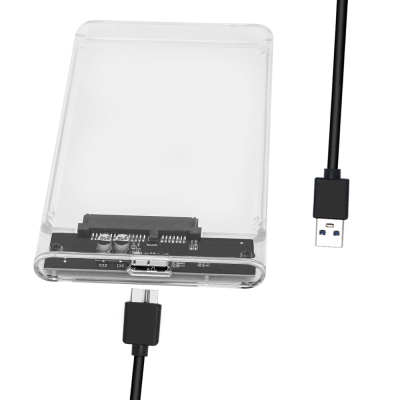 Transparent Tool Free 2.5 Inch USB 3.0 5Gbps to SATA III External Hard Drive HDD Enclosure SSD Case Support UASP