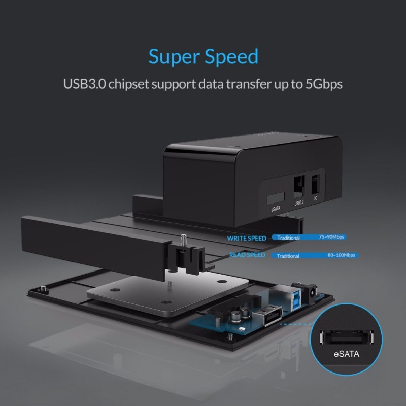 ORICO 3.5'' HDD Case USB3.0 Hard Drive Enclosure Tool-free SATA To USB Type B ESATA External SSD Hard Drive Docking Station