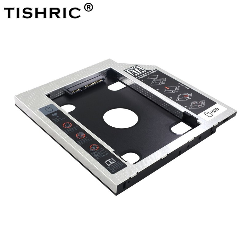 TISHRIC 9.5 12.7mm HDD Caddy Aluminum Universa SATA 3.0 2.5" SSD CD DVD to HDD Case Optibay Enclosure CD-ROM ODD