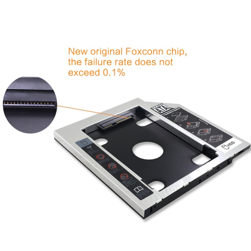 TISHRIC 9.5 12.7mm HDD Caddy Aluminum Universa SATA 3.0 2.5" SSD CD DVD to HDD Case Optibay Enclosure CD-ROM ODD