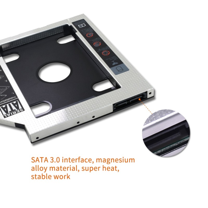 TISHRIC 9.5 12.7mm HDD Caddy Aluminum Universa SATA 3.0 2.5" SSD CD DVD to HDD Case Optibay Enclosure CD-ROM ODD