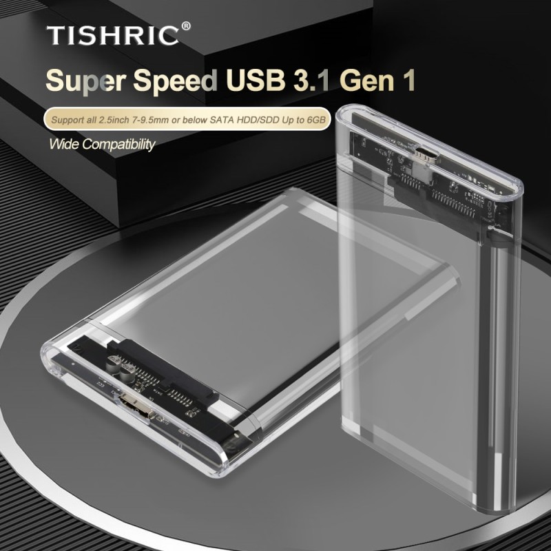 TISHRIC External SATA HDD Case USB 3 Hard Disk Box 2.5 Case for Hard Drive HDD / SDD Up to 6GB Hard Drive Enclosure/Box