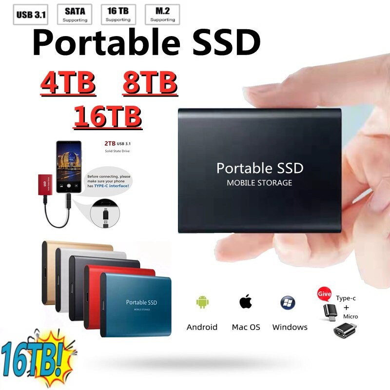 New Original 1TB External Hard Drive Disks USB 3.0 2TB 4TB 500GB SSD Portable Hard State Drives For Laptop Computer Smartphones